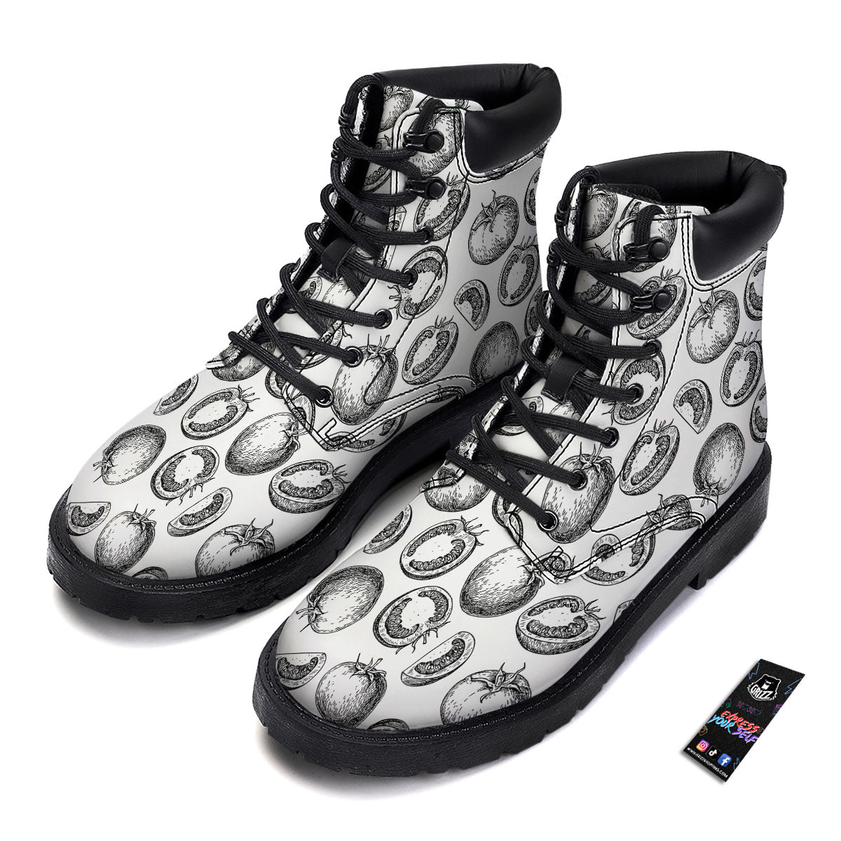 Tomato Hand Drawn Print Pattern Boots-grizzshop