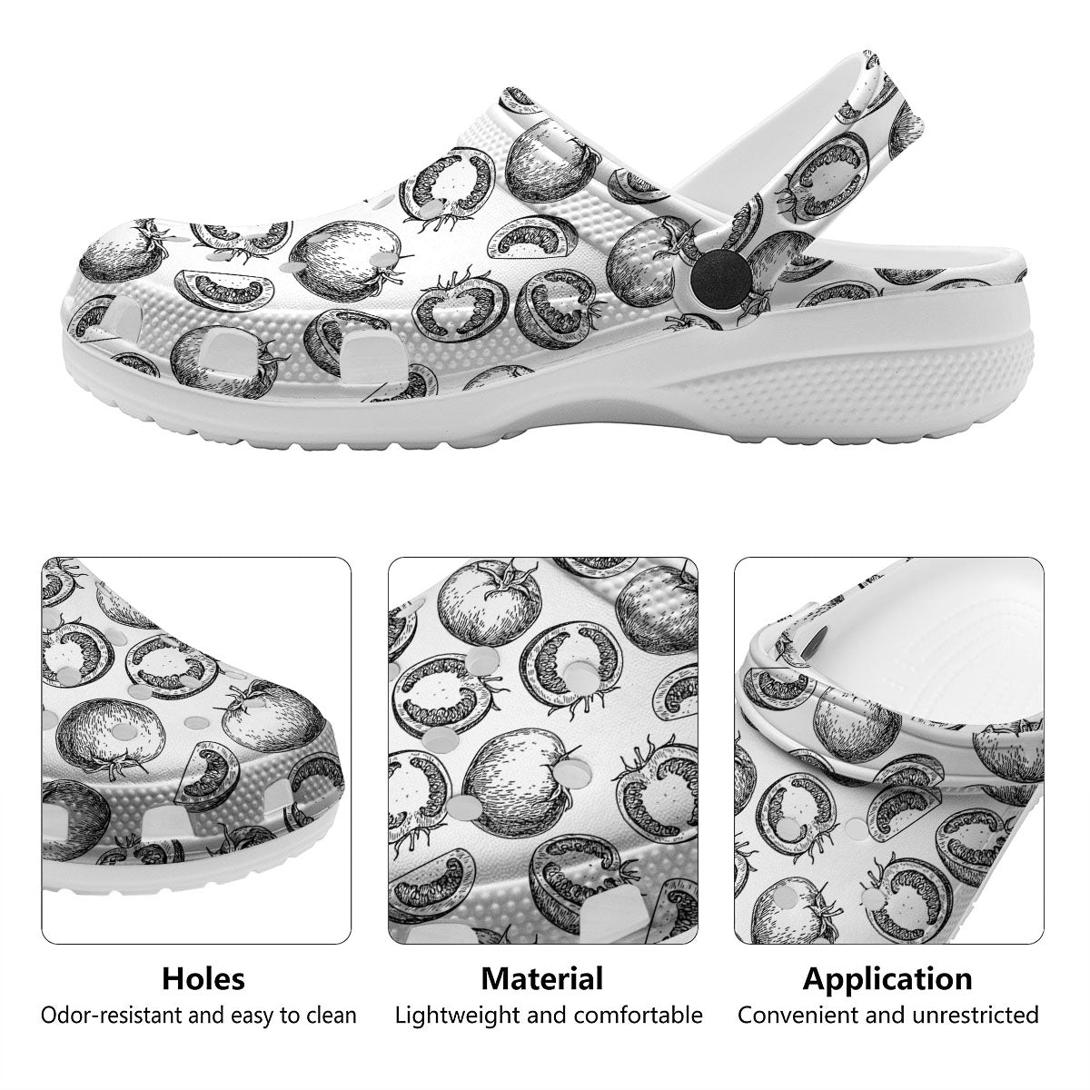 Tomato Hand Drawn Print Pattern Clog-grizzshop