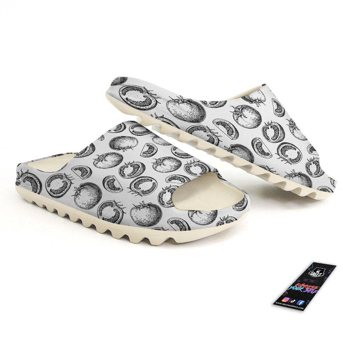 Tomato Hand Drawn Print Pattern Sandals-grizzshop