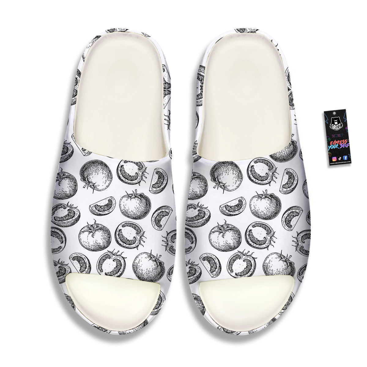 Tomato Hand Drawn Print Pattern Sandals-grizzshop