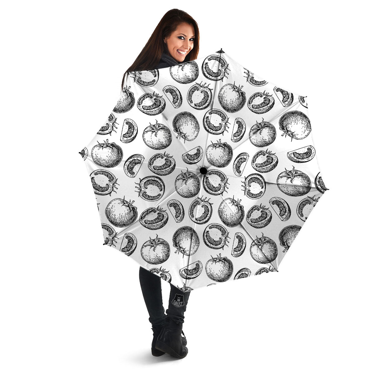 Tomato Hand Drawn Print Pattern Umbrella-grizzshop