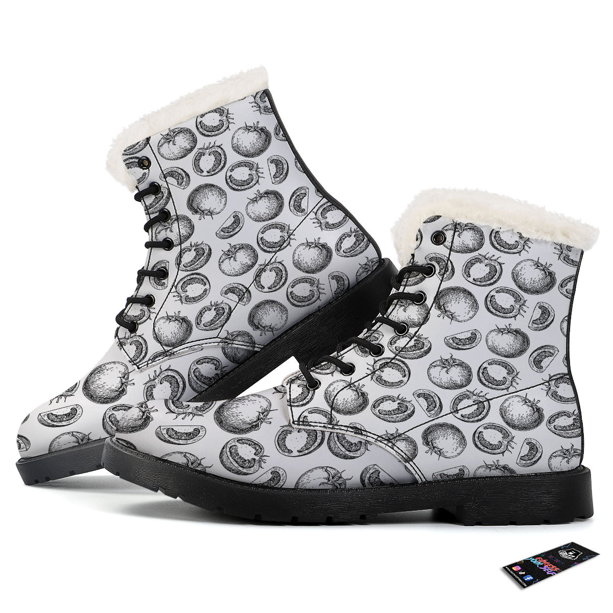 Tomato Hand Drawn Print Pattern Winter Boots-grizzshop