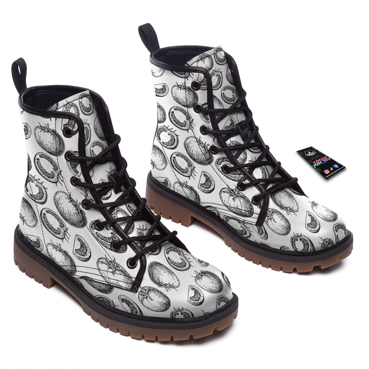 Tomato Hand Drawn Print Pattern Work Boots-grizzshop