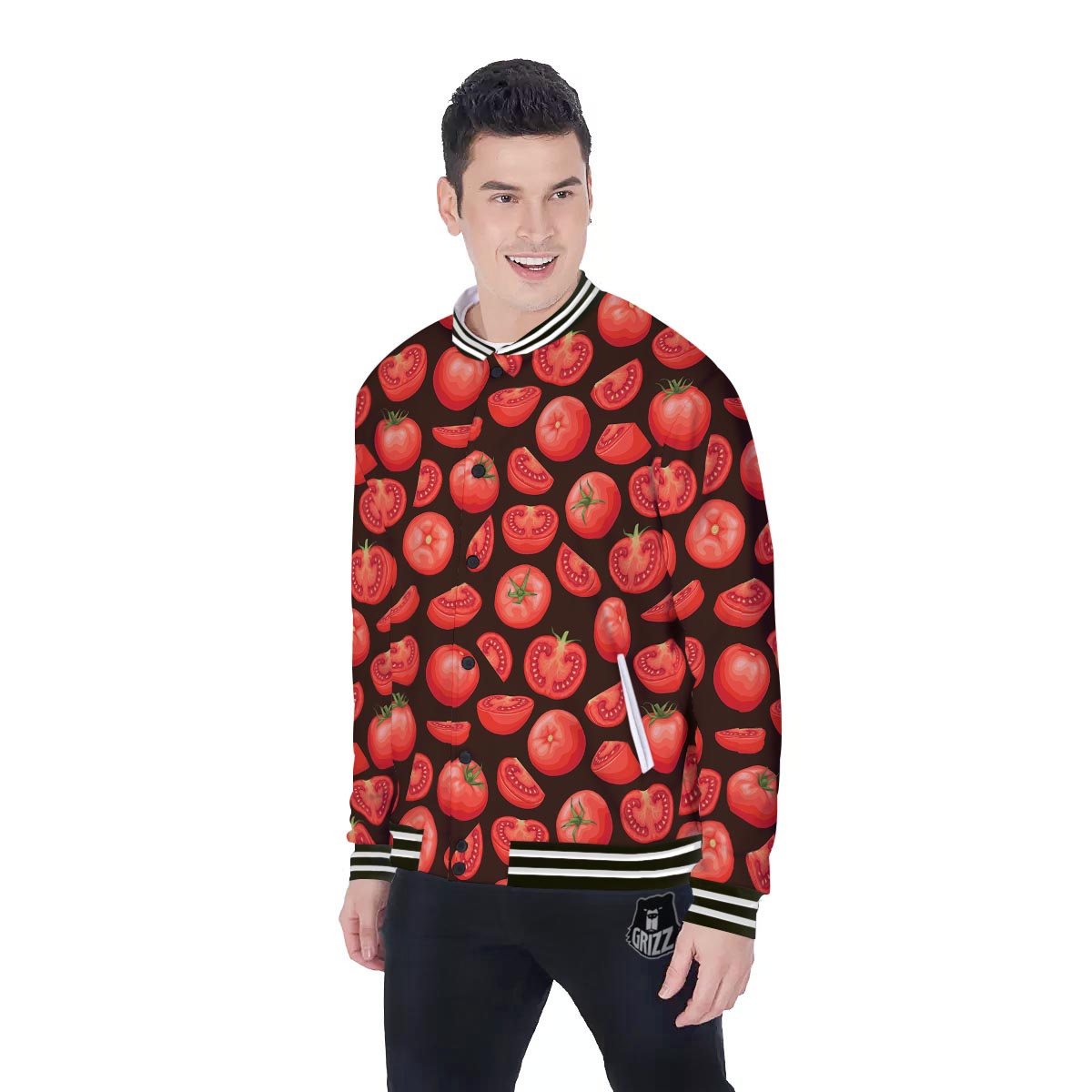 Tomatoes Red Print Pattern Baseball Jacket-grizzshop