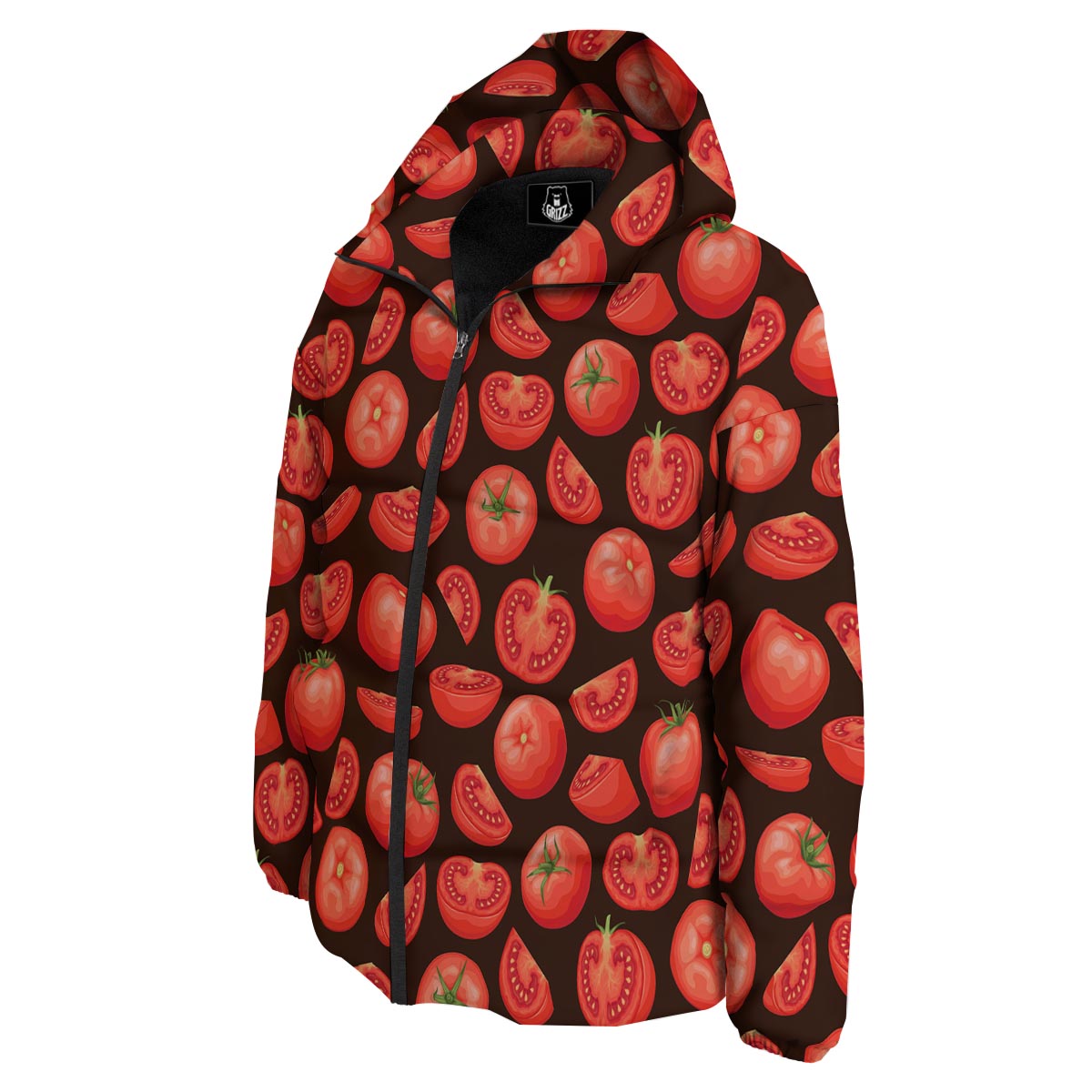 Tomatoes Red Print Pattern Down Jacket-grizzshop