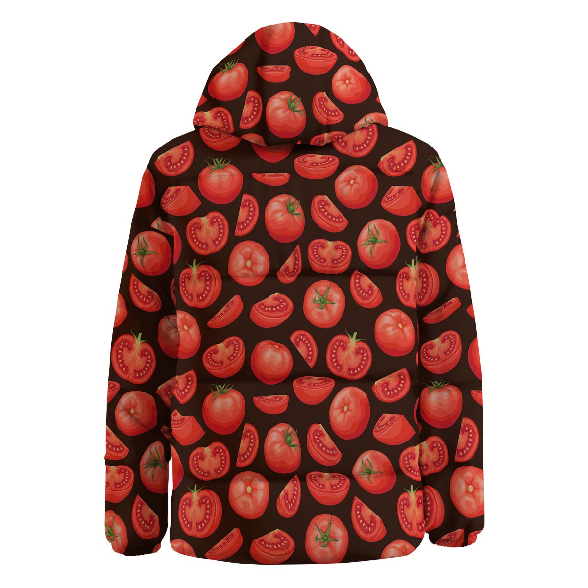 Tomatoes Red Print Pattern Down Jacket-grizzshop