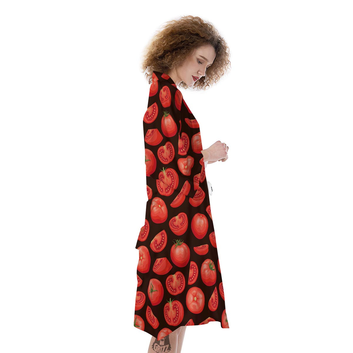 Tomatoes Red Print Pattern Kimono-grizzshop