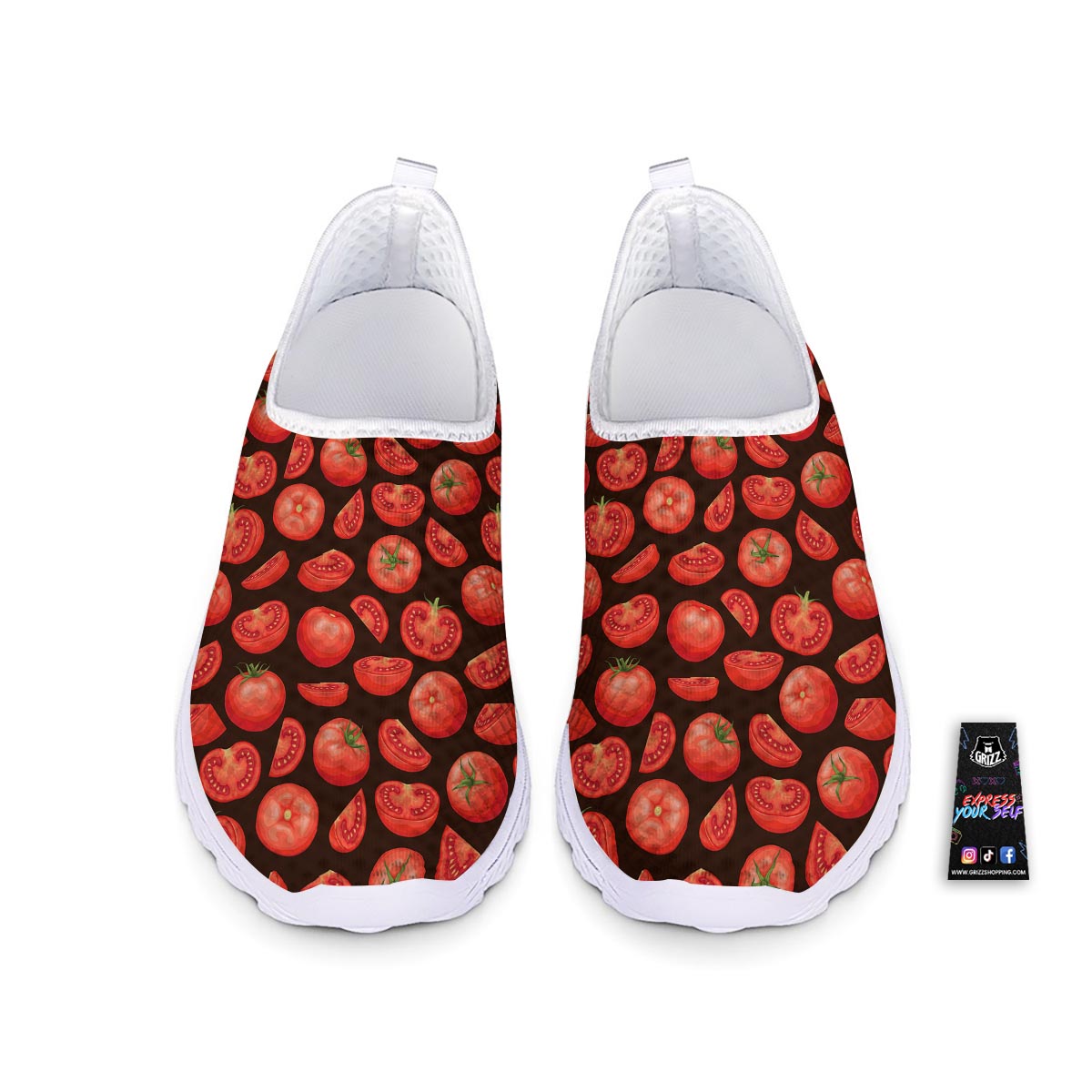 Tomatoes Red Print Pattern Nurse Shoes-grizzshop