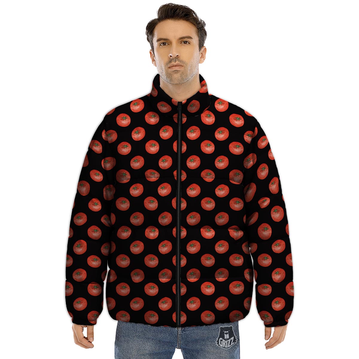 Tomatoes Red Ripe Print Pattern Puffer Jacket-grizzshop