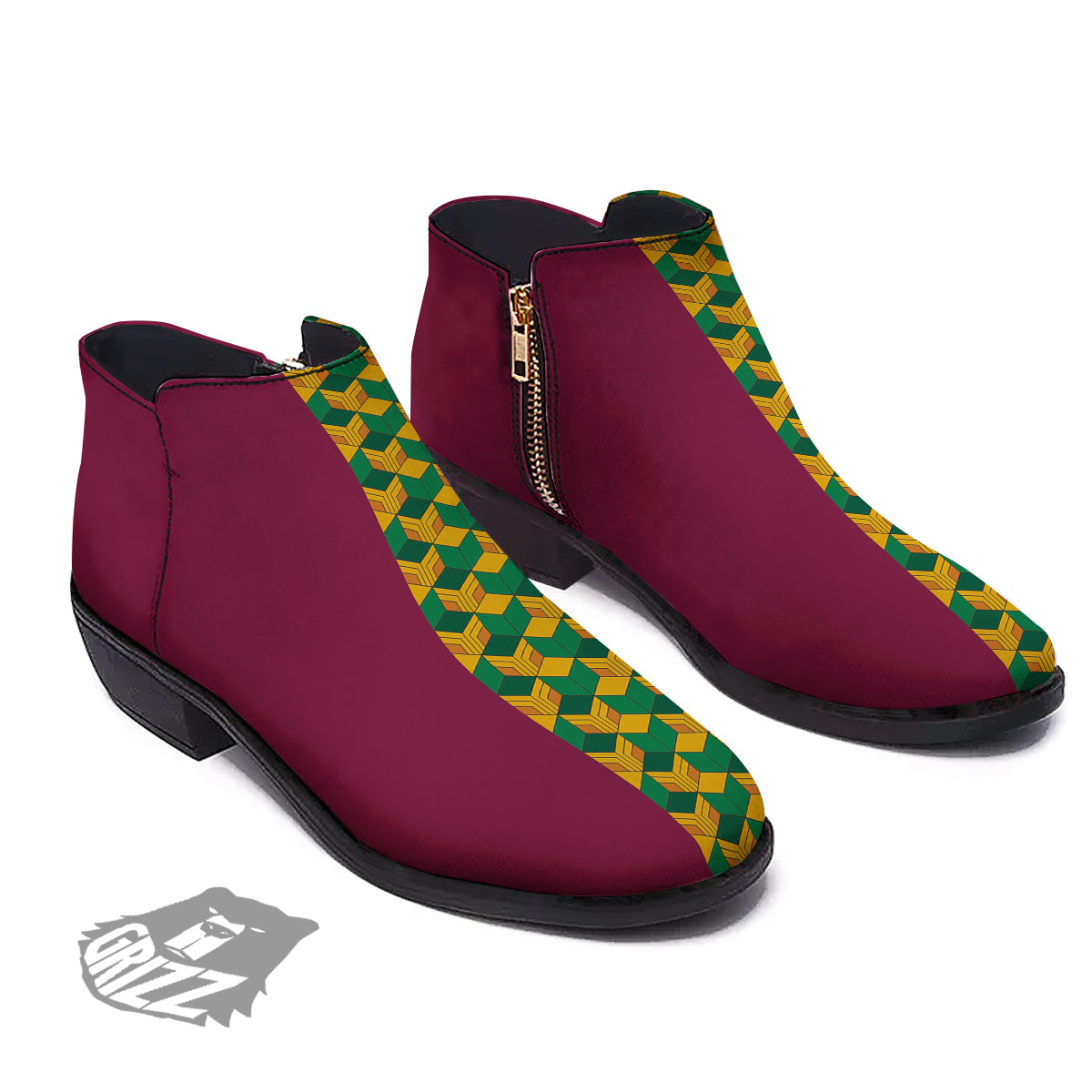 Tomioka Print Pattern Ankle Boots-grizzshop