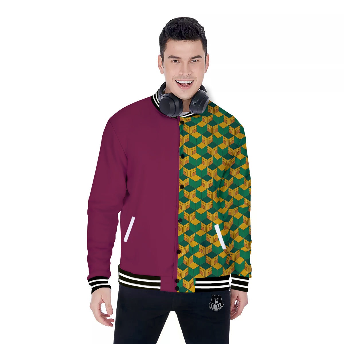 Tomioka Print Pattern Baseball Jacket-grizzshop
