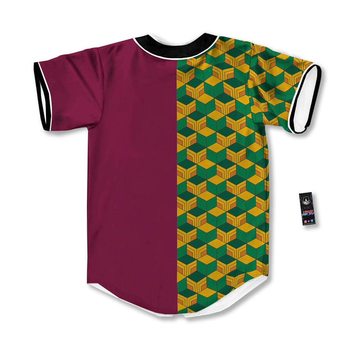 Tomioka Print Pattern Baseball Jersey-grizzshop