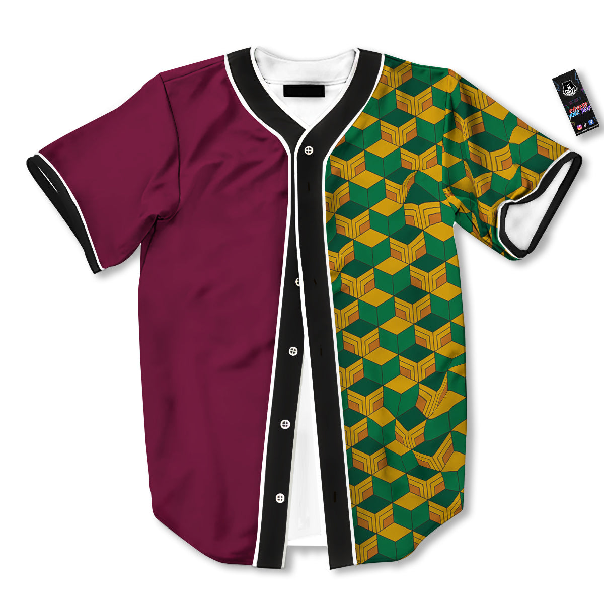 Tomioka Print Pattern Baseball Jersey-grizzshop