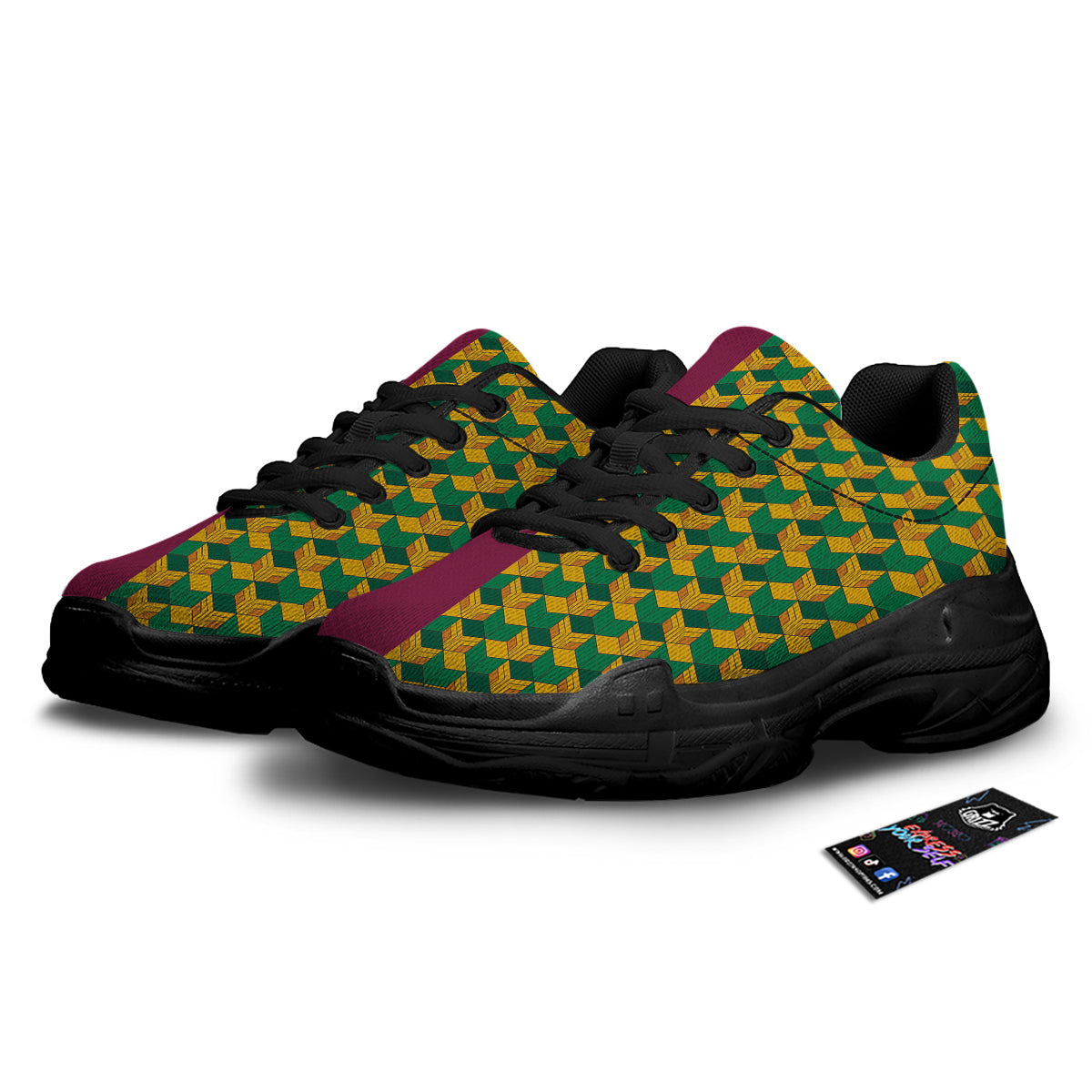 Tomioka Print Pattern Black Chunky Shoes-grizzshop