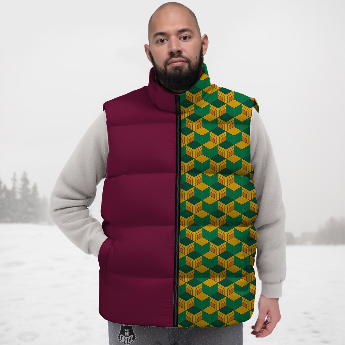 Tomioka Print Pattern Down Vest-grizzshop