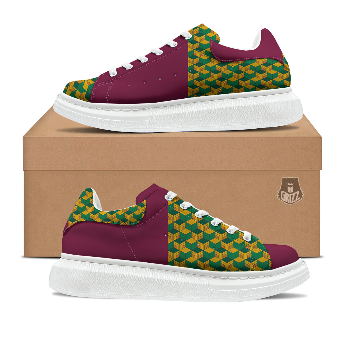 Tomioka Print Pattern Platform Shoes-grizzshop