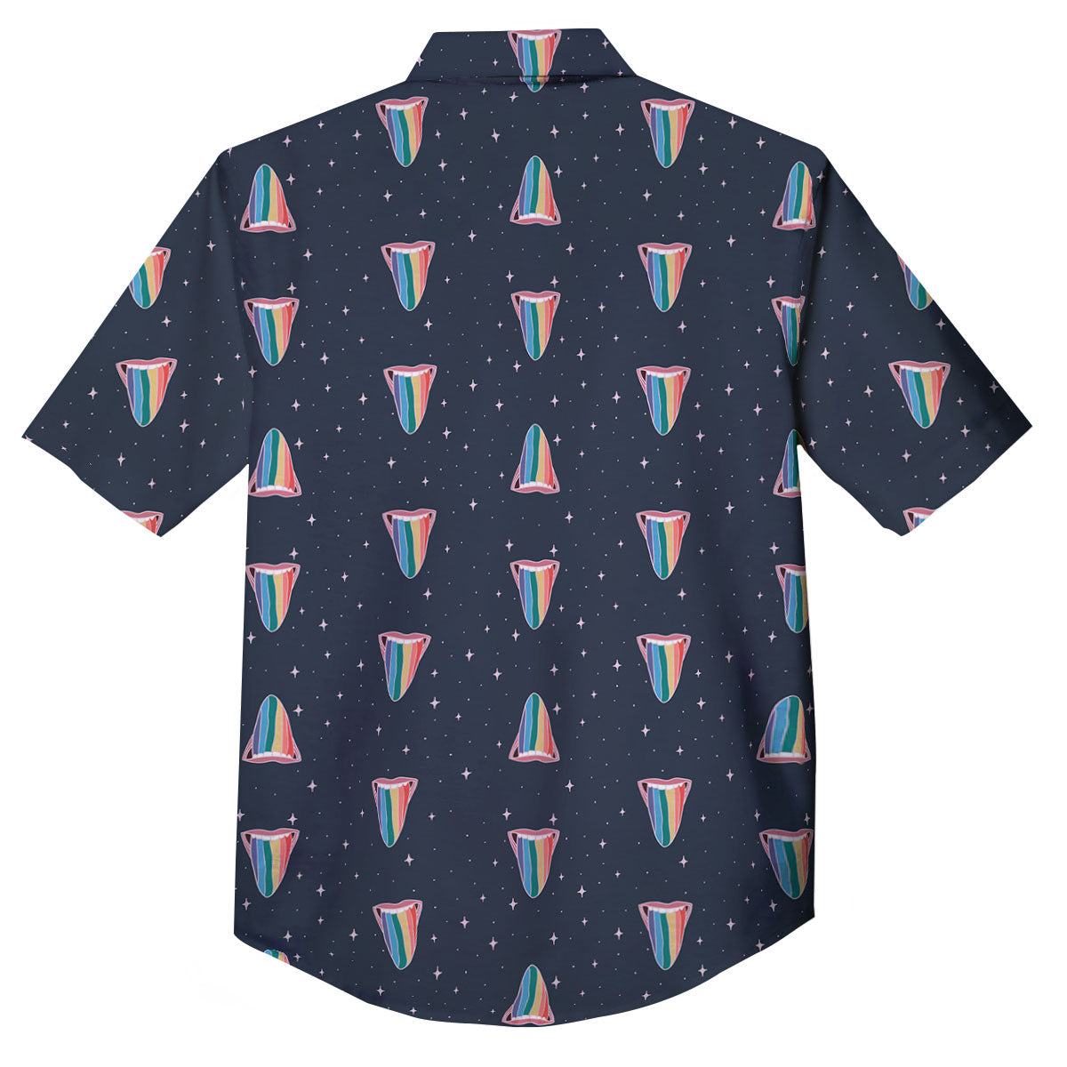 Tongue Gay Pride Print Pattern Button Up Shirt-grizzshop