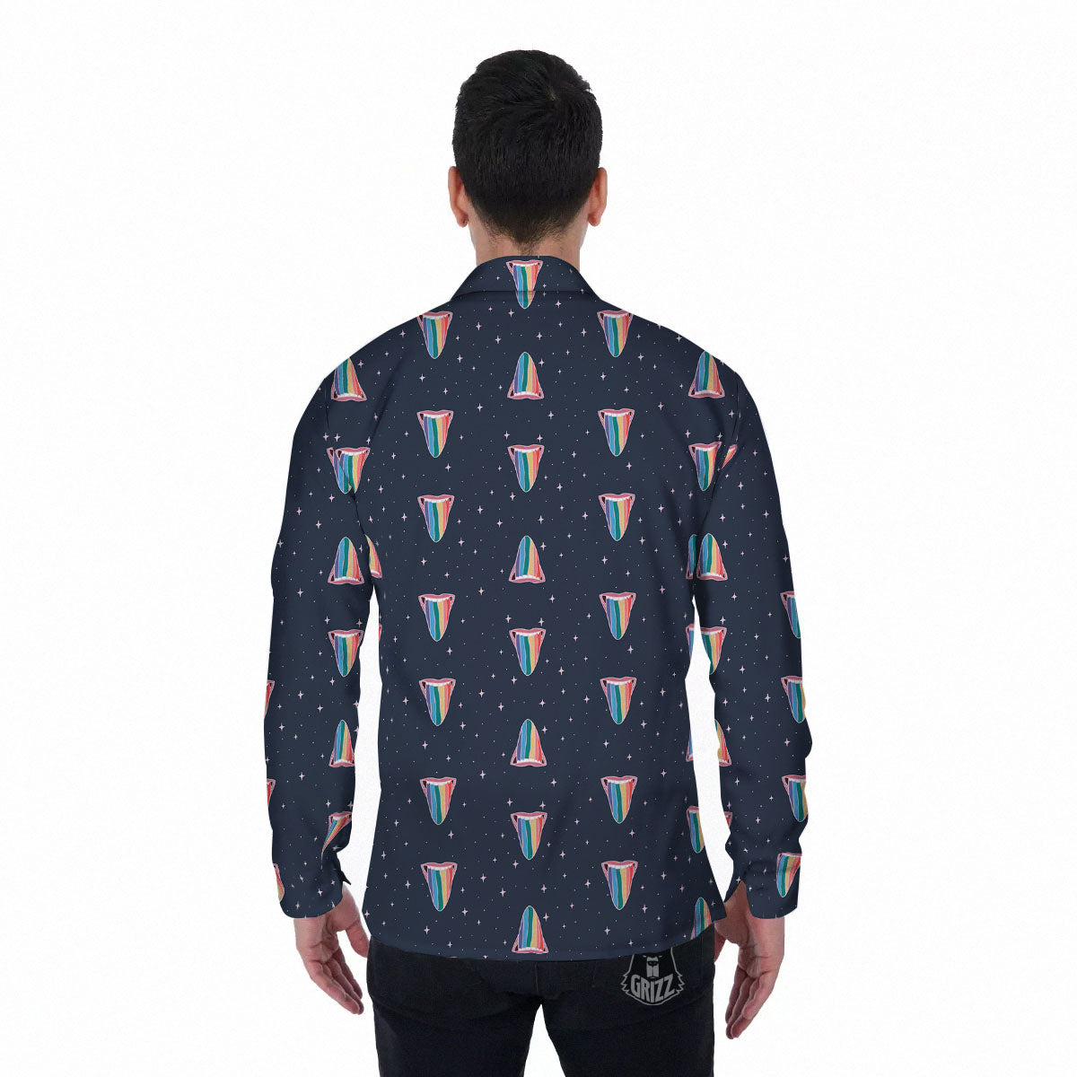 Tongue Gay Pride Print Pattern Men's Long Sleeve Shirts-grizzshop