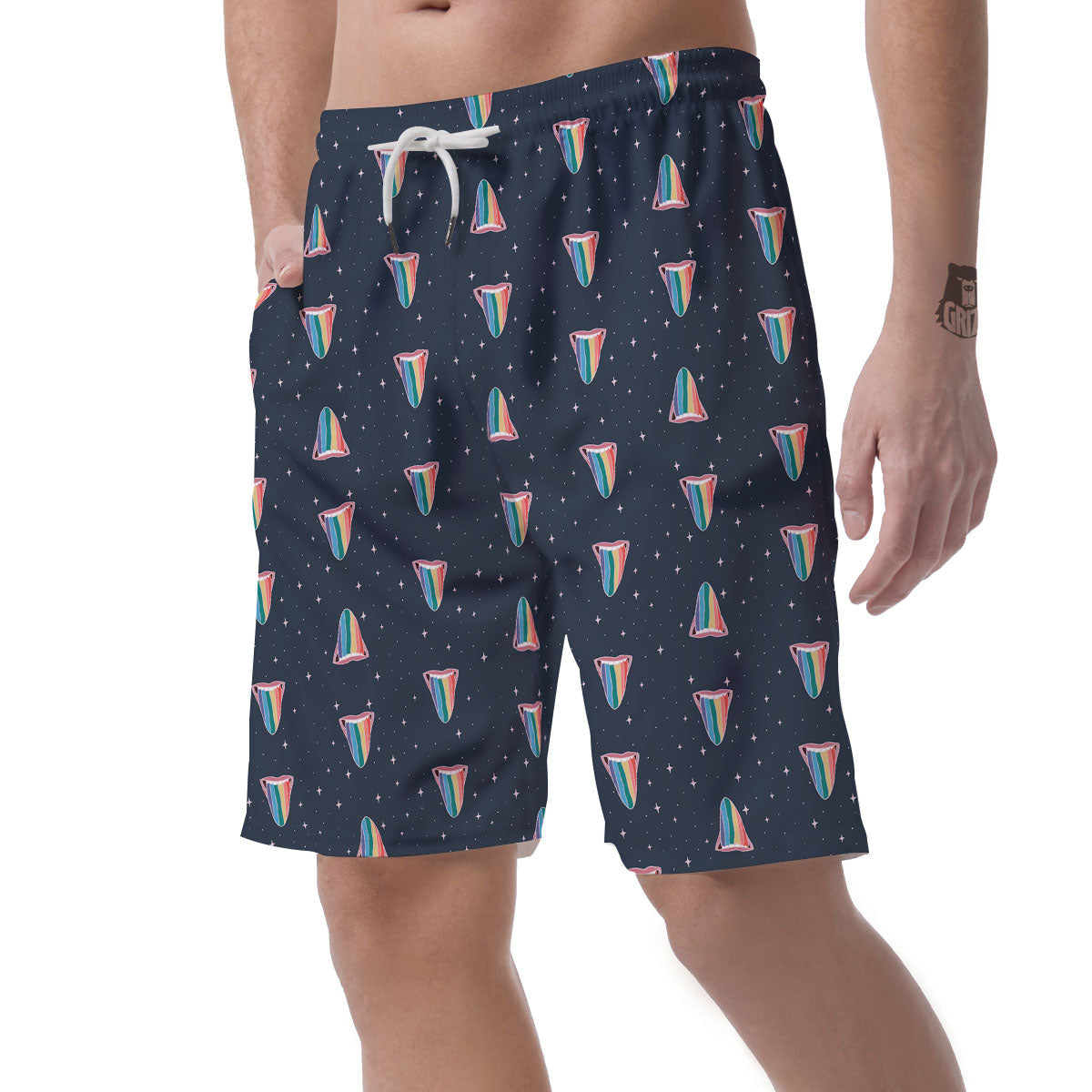 Tongue Gay Pride Print Pattern Men's Shorts-grizzshop