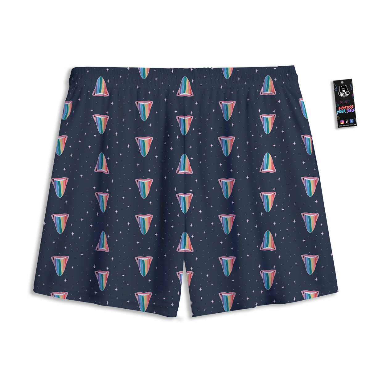 Tongue Gay Pride Print Pattern Mesh Shorts