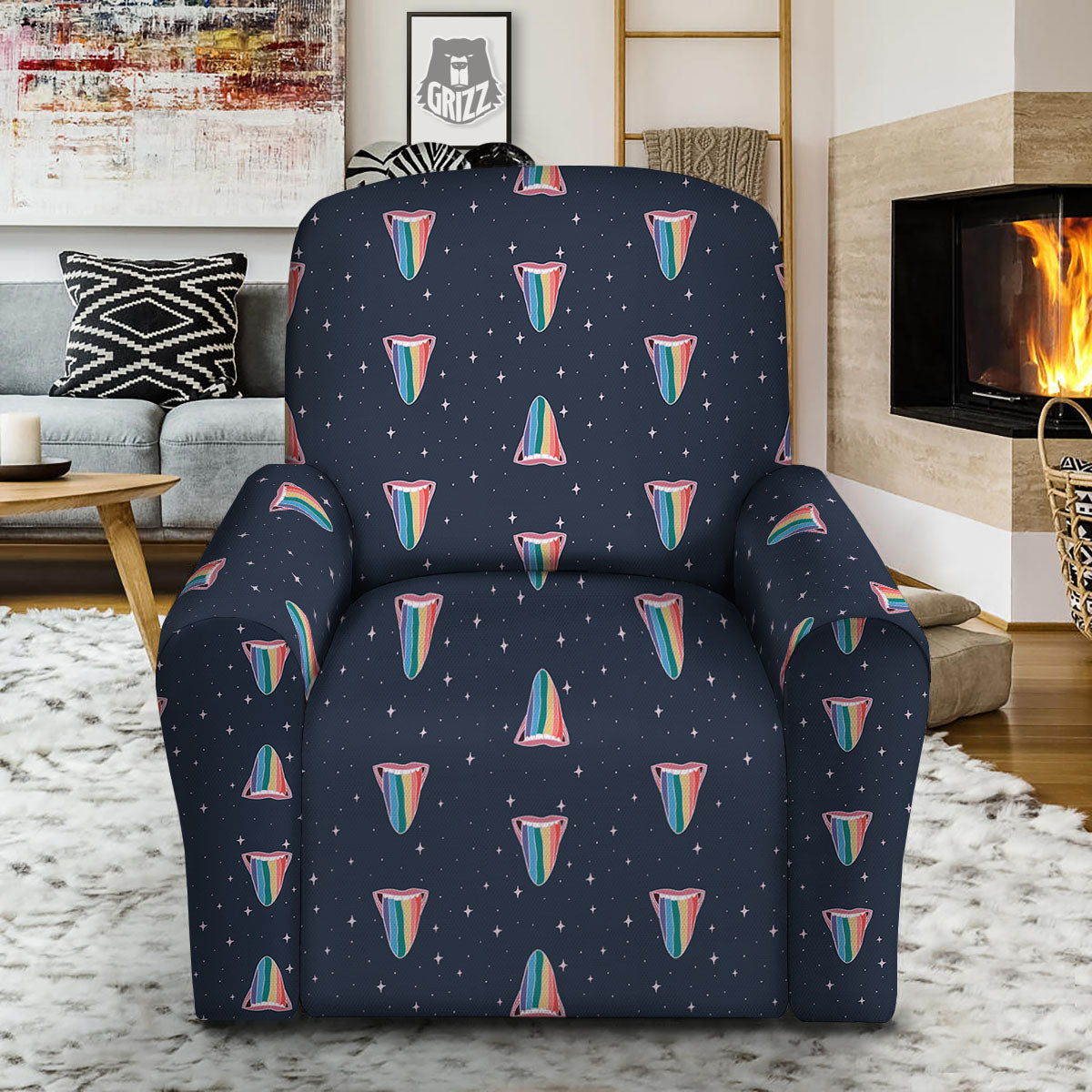 Tongue Gay Pride Print Pattern Recliner Slipcover-grizzshop