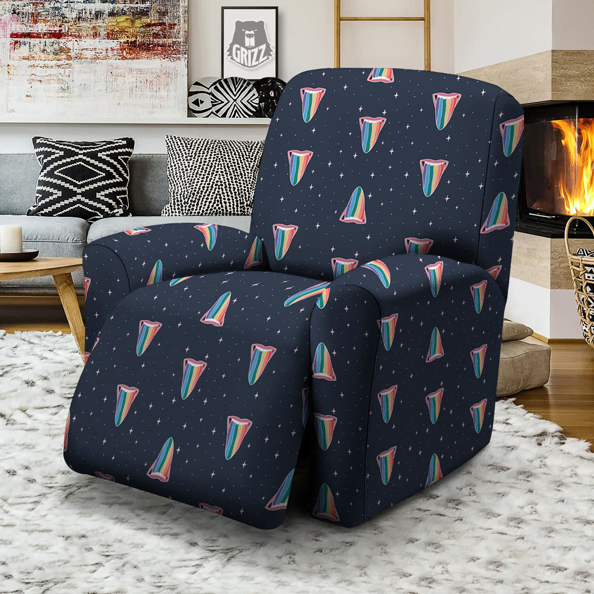 Tongue Gay Pride Print Pattern Recliner Slipcover-grizzshop