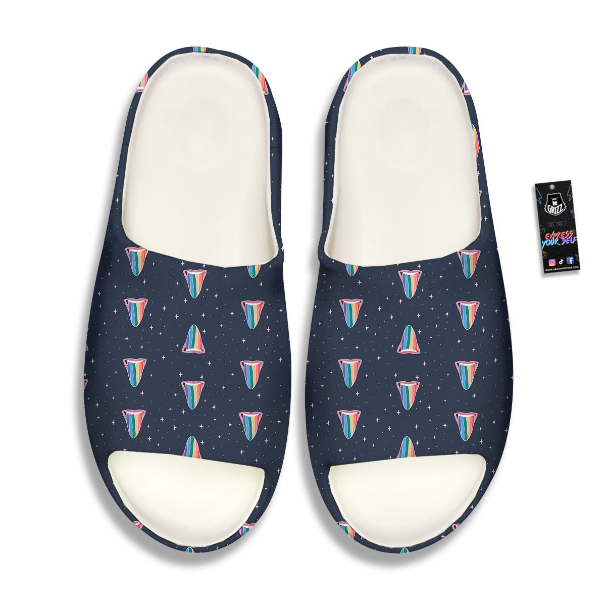 Tongue Gay Pride Print Pattern Sandals-grizzshop