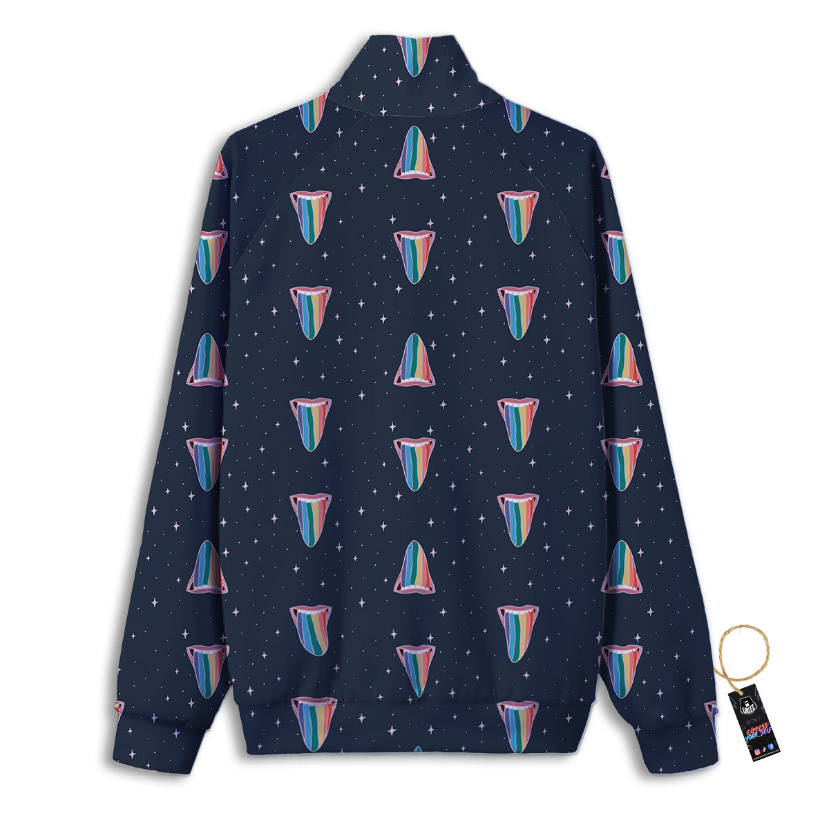 Tongue Gay Pride Print Pattern Track Jacket-grizzshop