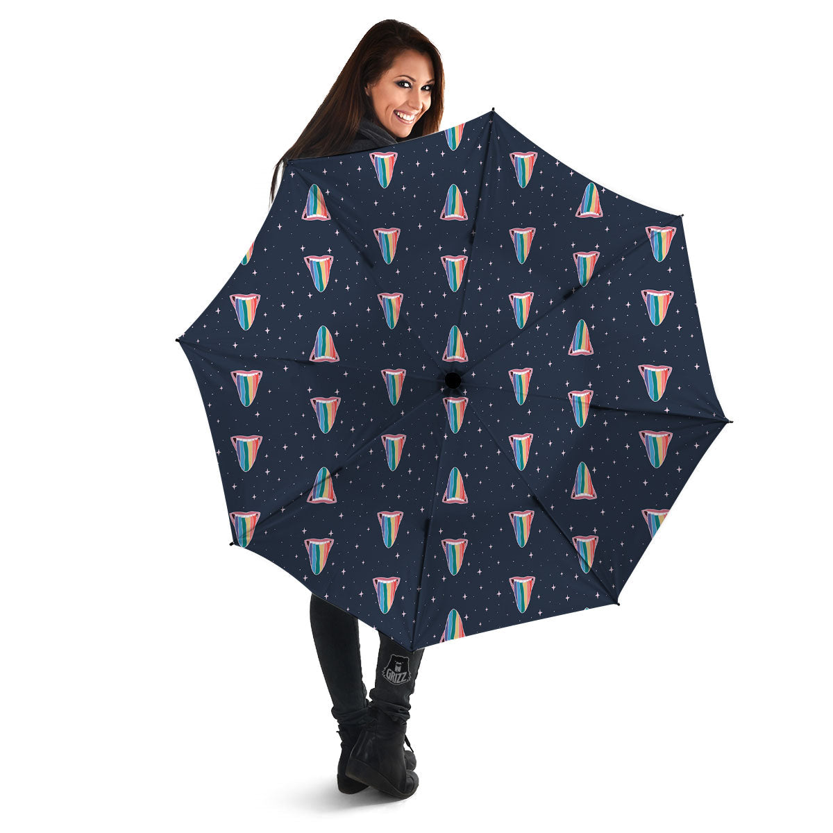 Tongue Gay Pride Print Pattern Umbrella-grizzshop