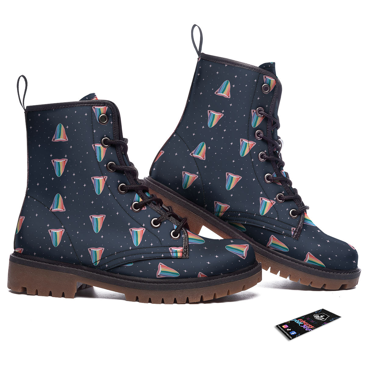 Tongue Gay Pride Print Pattern Work Boots-grizzshop