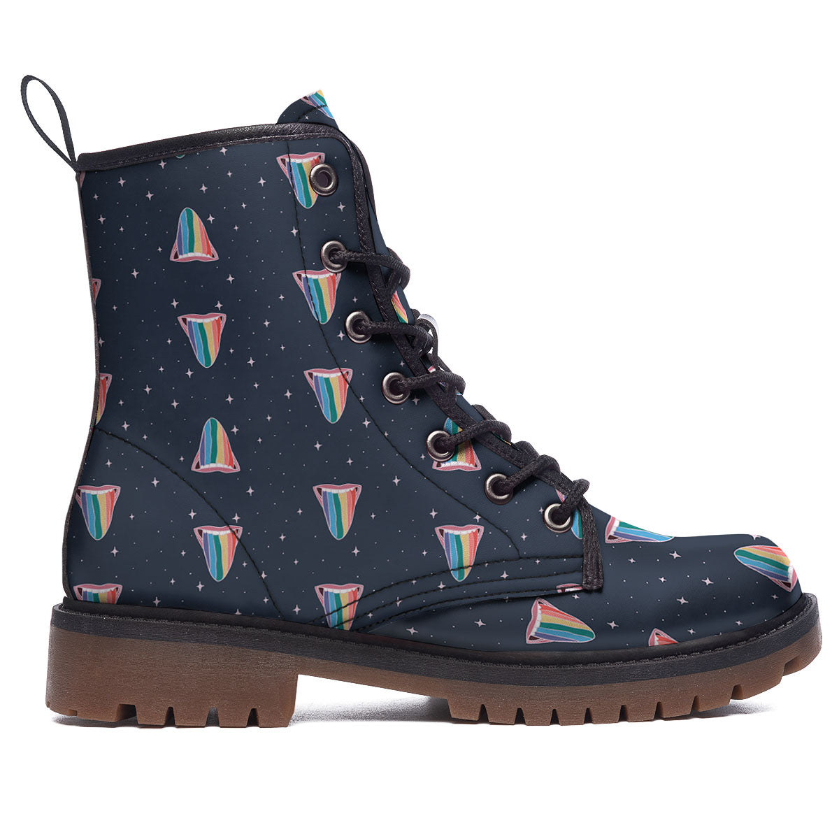 Tongue Gay Pride Print Pattern Work Boots-grizzshop