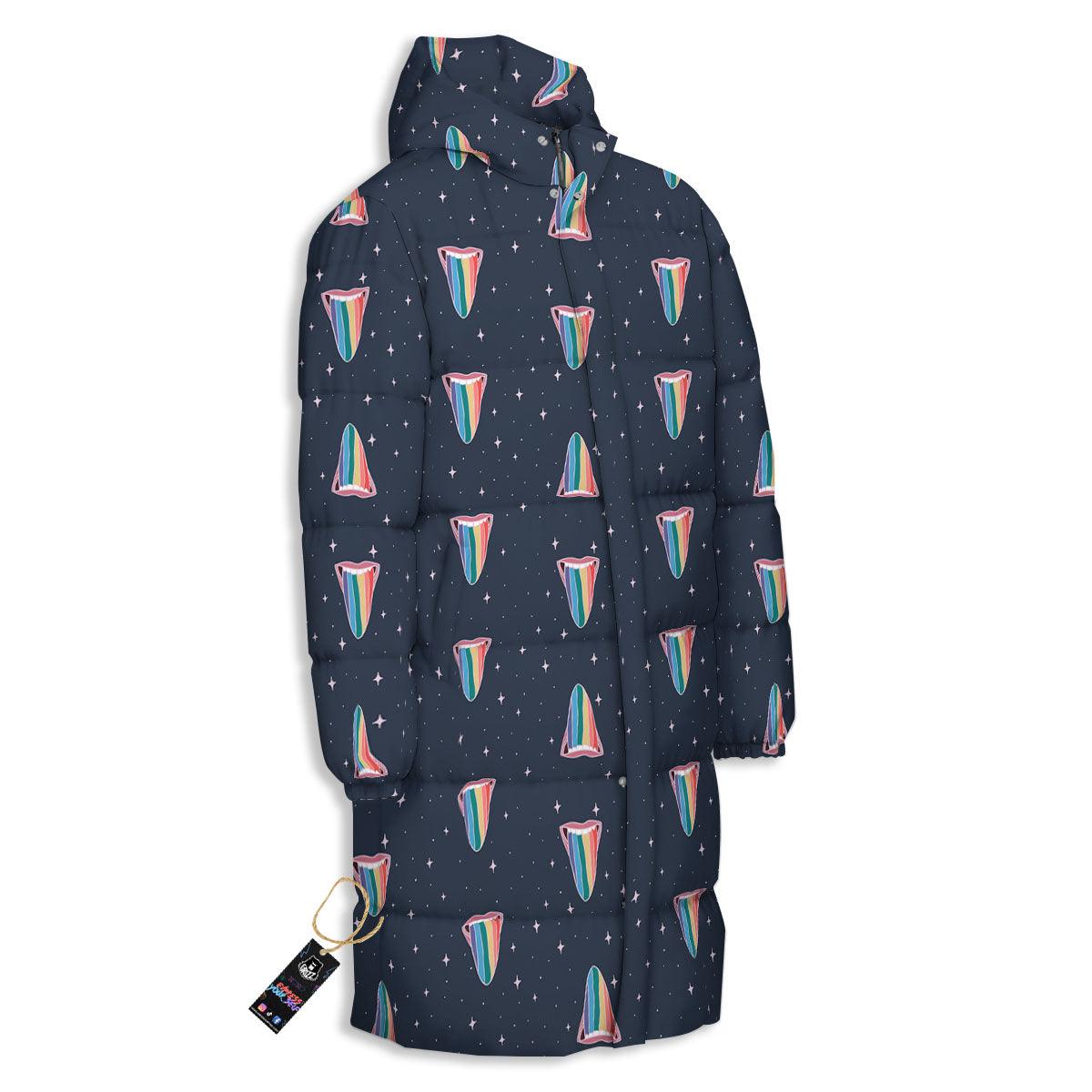 Tongue Gay Pride Print Pattern Long Down Jacket-grizzshop