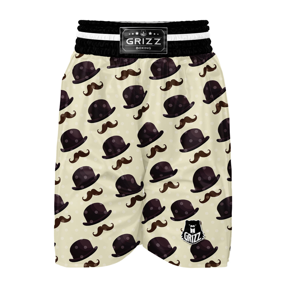 Top Hat Mustache Dot Print Pattern Boxing Shorts-grizzshop