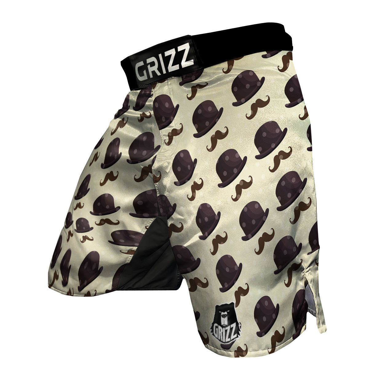 Top Hat Mustache Dot Print Pattern MMA Shorts-grizzshop