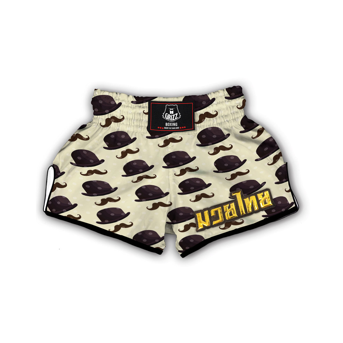 Top Hat Mustache Dot Print Pattern Muay Thai Boxing Shorts-grizzshop