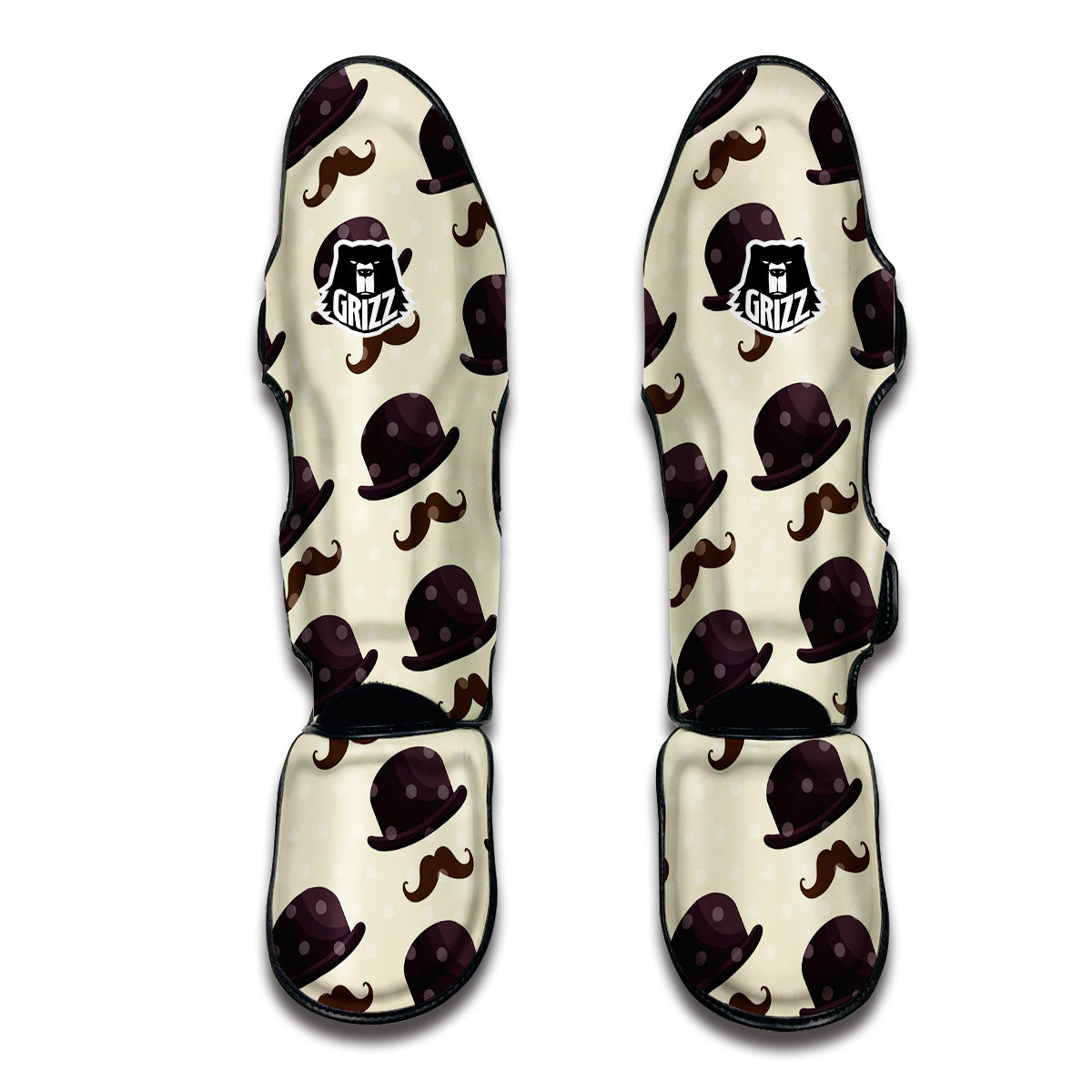 Top Hat Mustache Dot Print Pattern Muay Thai Shin Guards-grizzshop