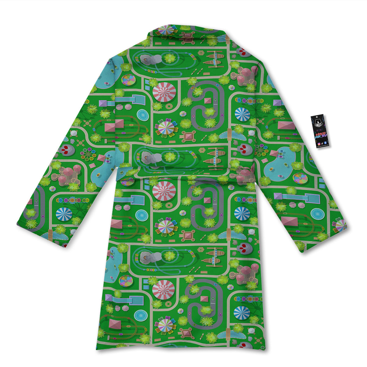 Top View Amusement Park Print Pattern Bathrobe-grizzshop