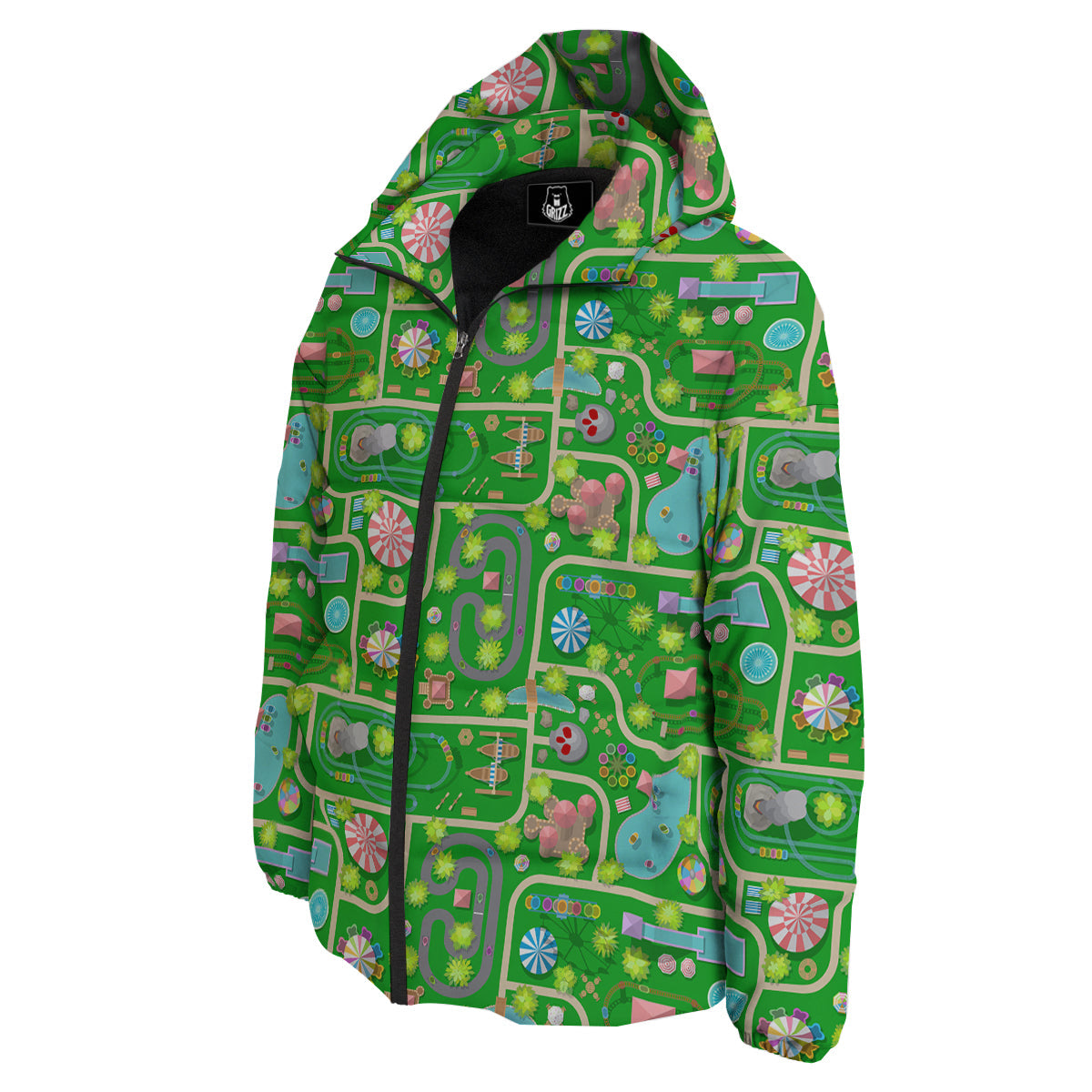 Top View Amusement Park Print Pattern Down Jacket-grizzshop