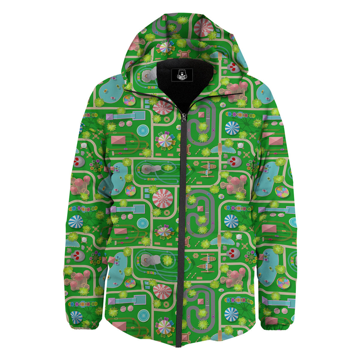 Top View Amusement Park Print Pattern Down Jacket-grizzshop