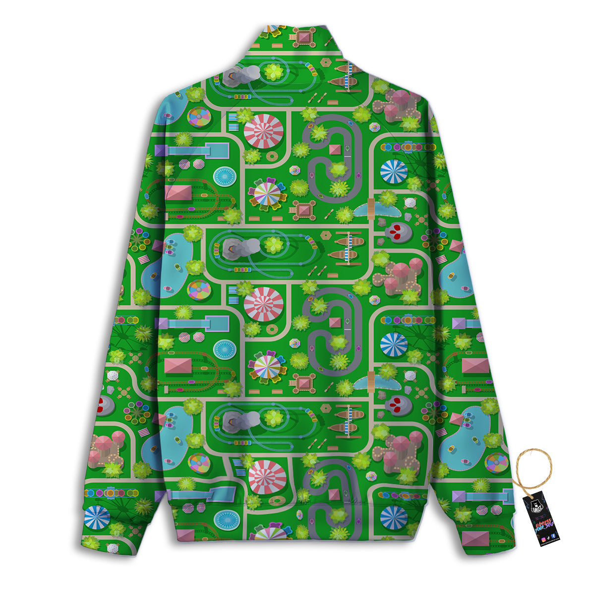 Top View Amusement Park Print Pattern Track Jacket-grizzshop