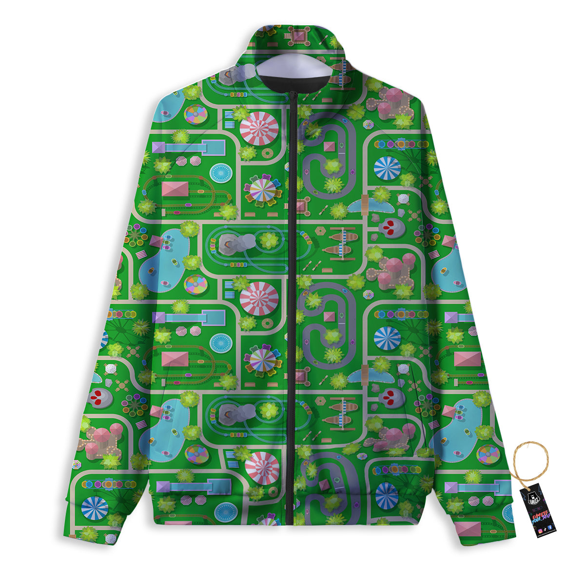Top View Amusement Park Print Pattern Track Jacket-grizzshop