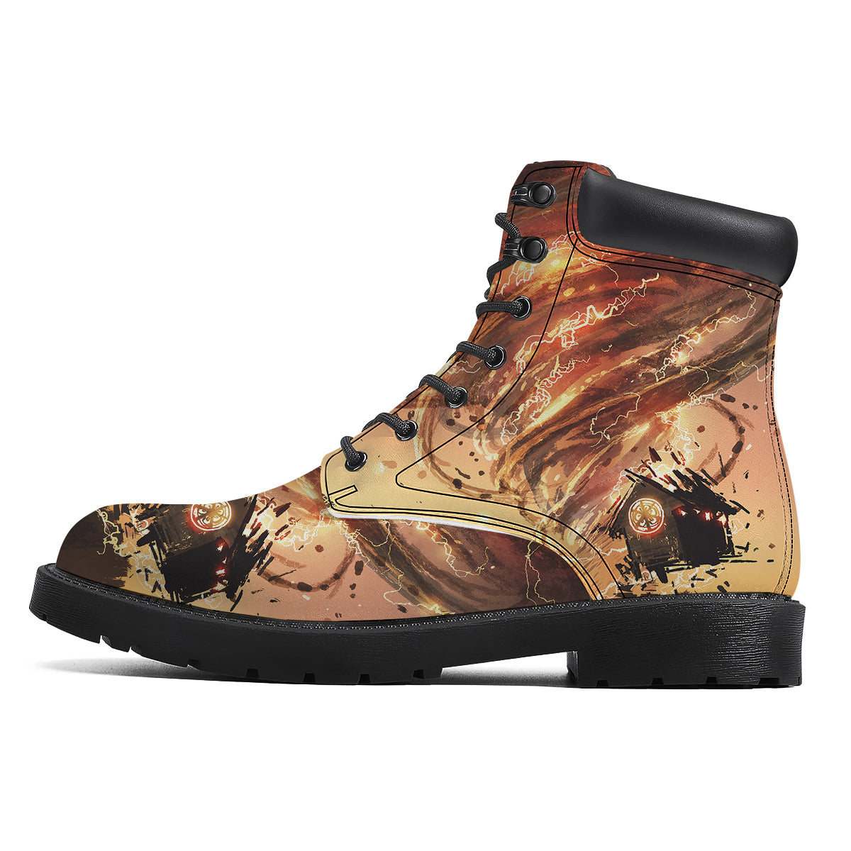 Tornado Destroy Watercolor Print Boots-grizzshop