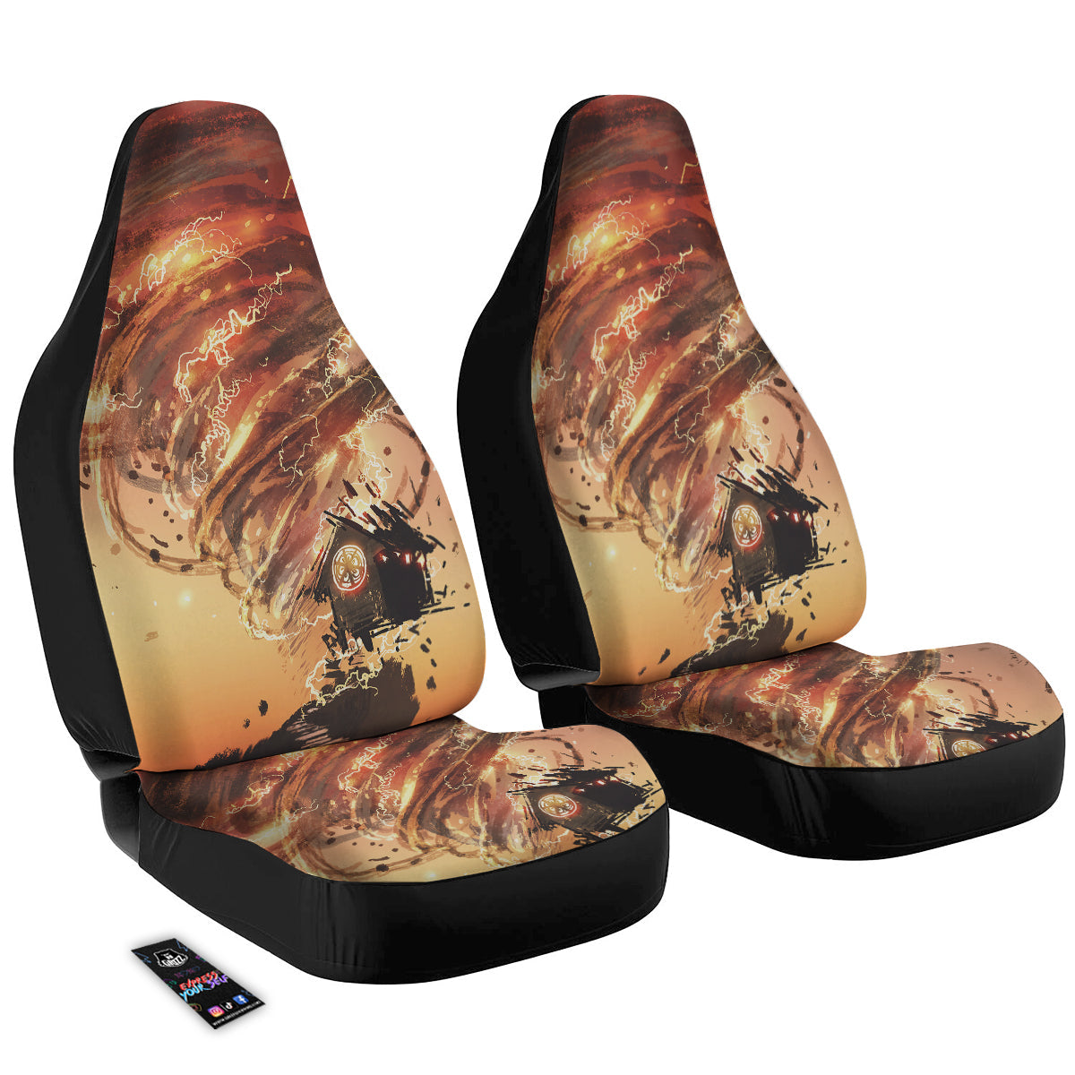 Tornado Destroy Watercolor Print Car Seat Covers-grizzshop