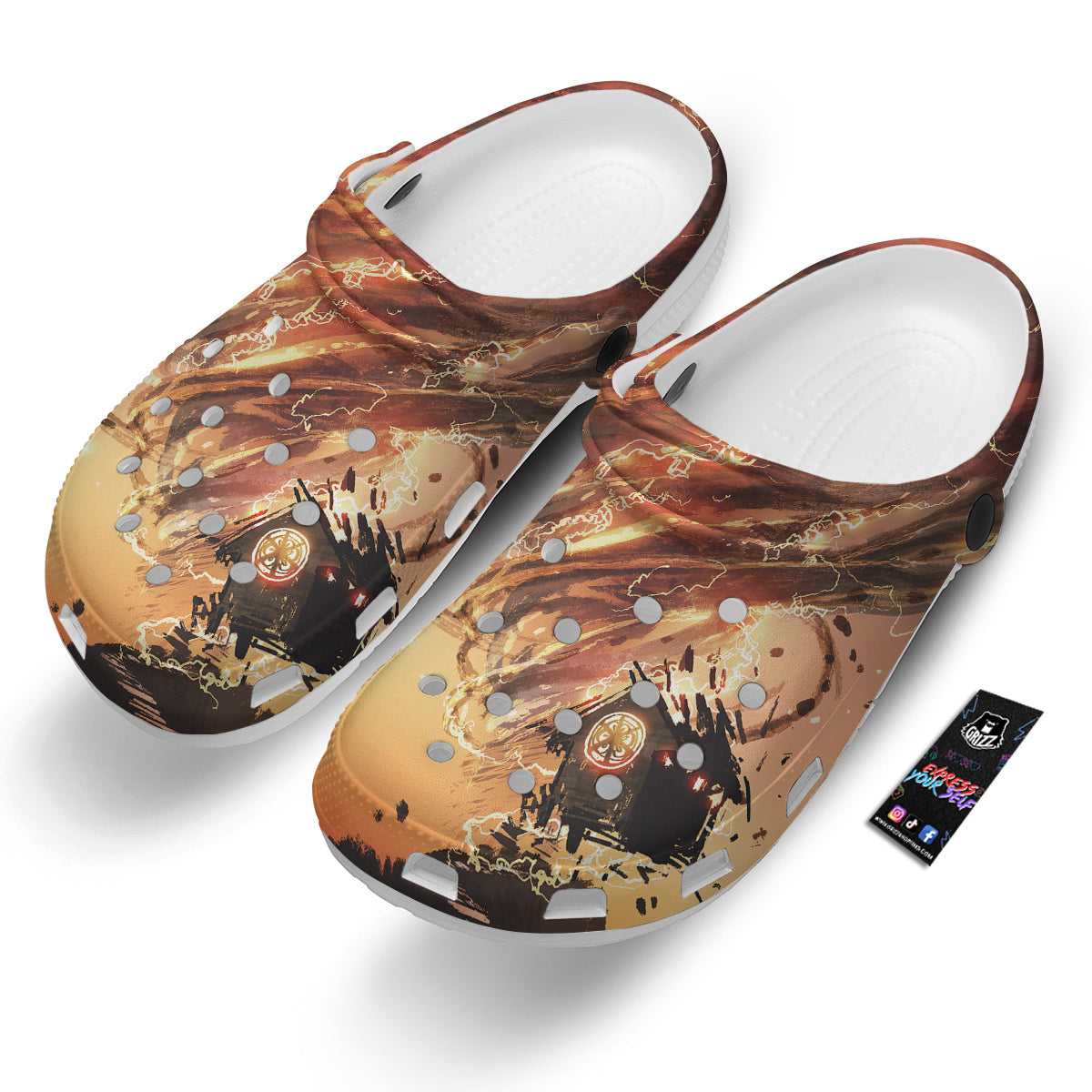 Tornado Destroy Watercolor Print Clog-grizzshop