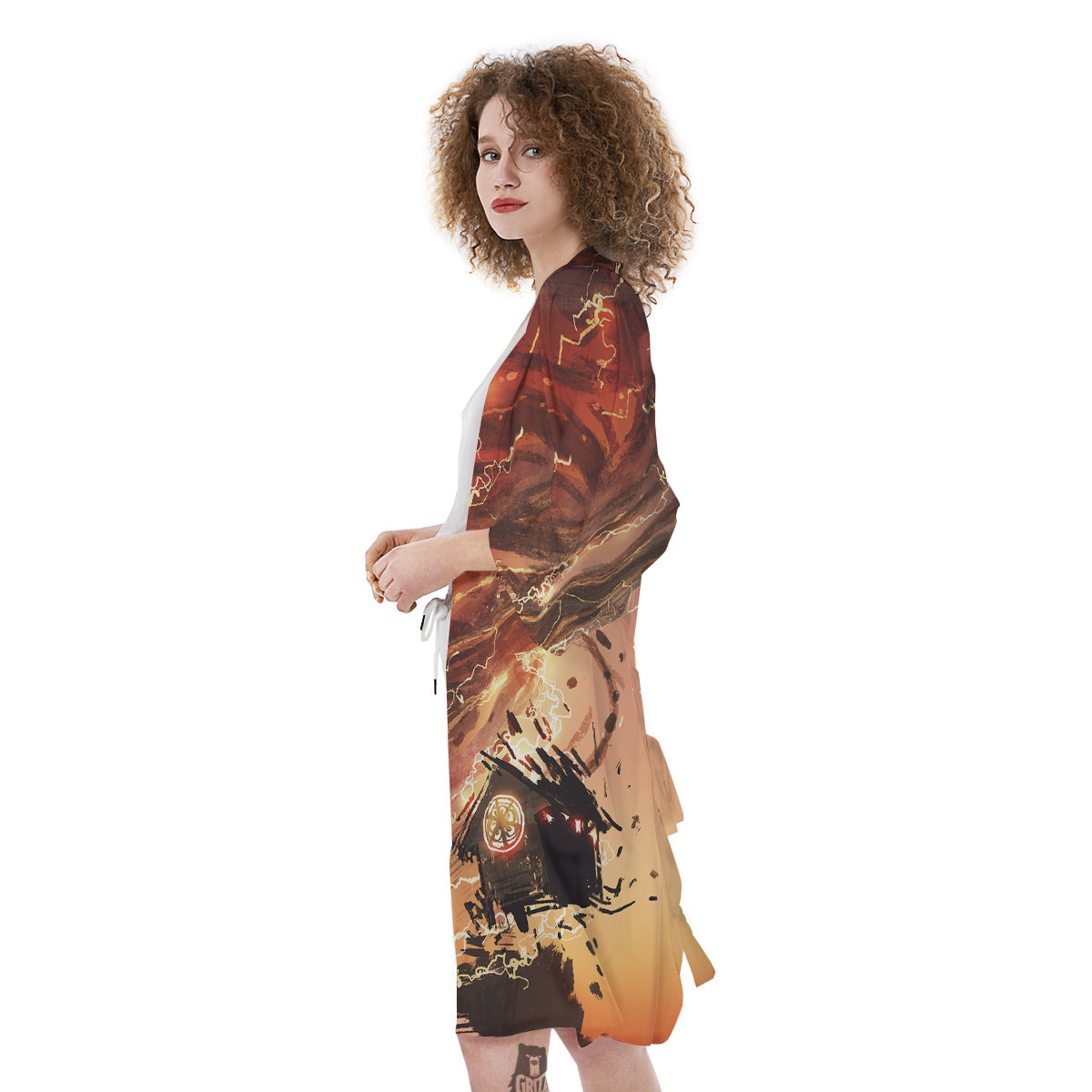 Tornado Destroy Watercolor Print Kimono-grizzshop