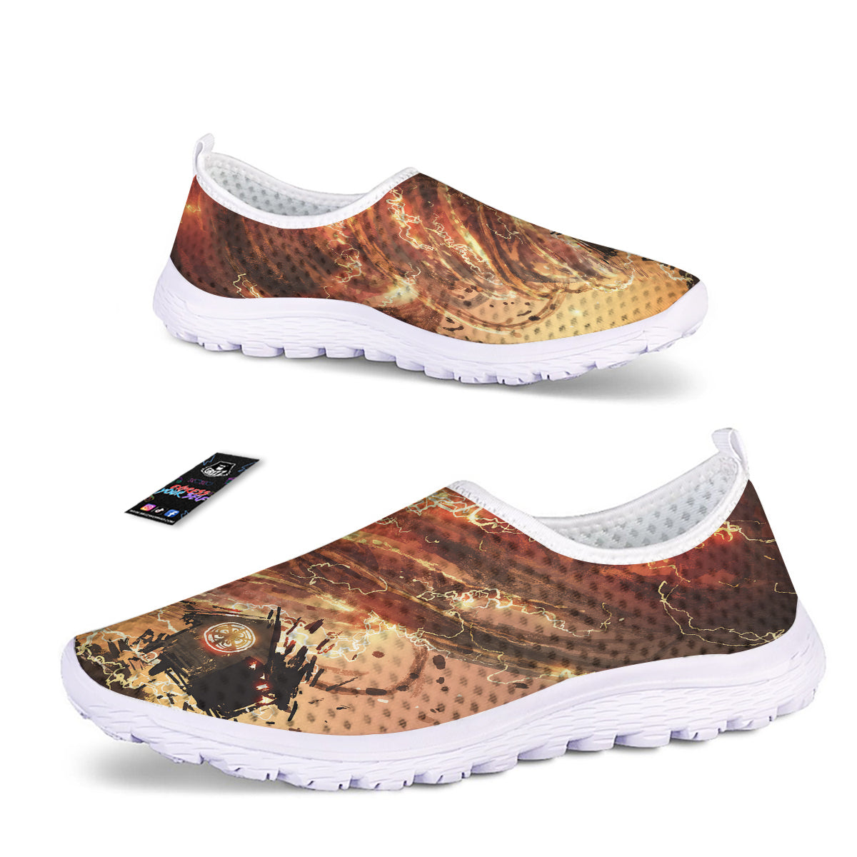 Tornado Destroy Watercolor Print Nurse Shoes-grizzshop