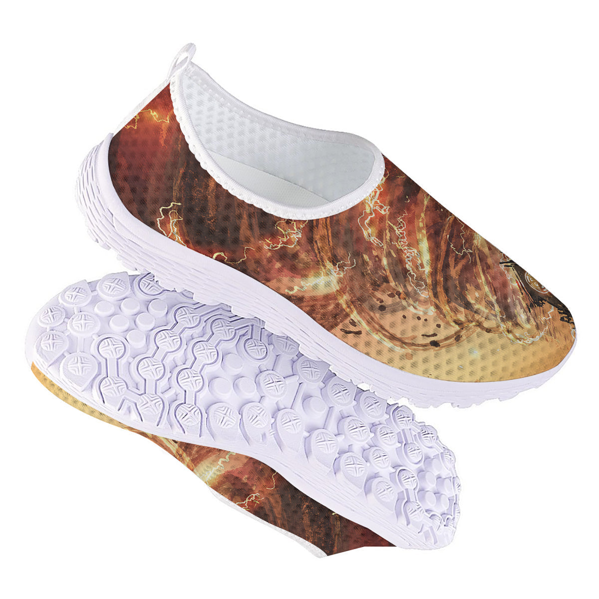 Tornado Destroy Watercolor Print Nurse Shoes-grizzshop