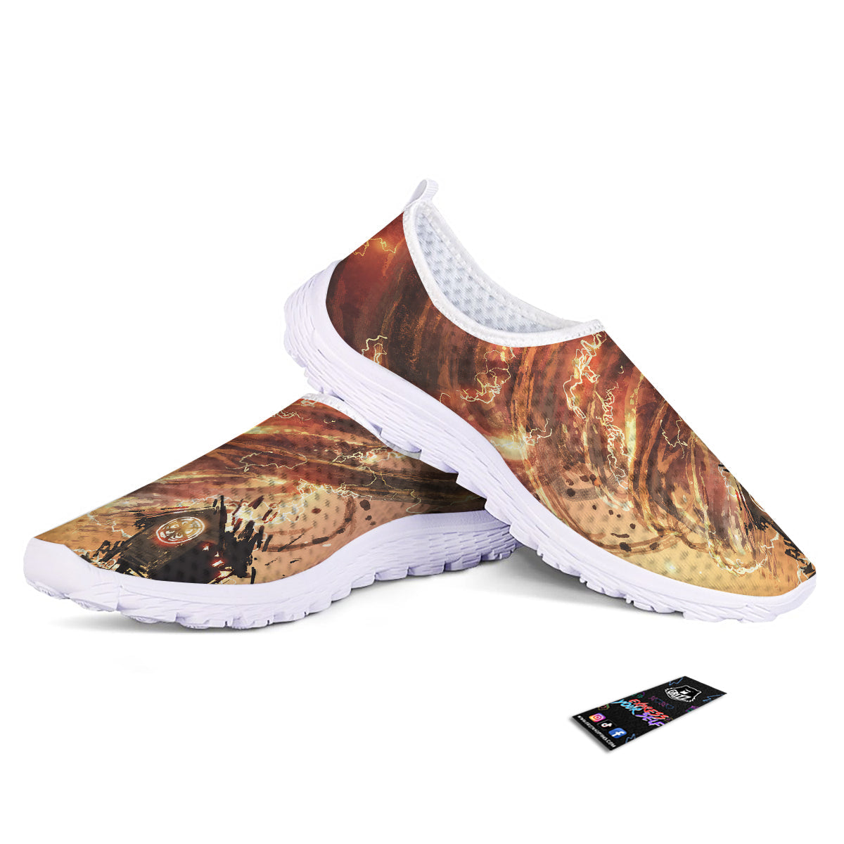 Tornado Destroy Watercolor Print Nurse Shoes-grizzshop