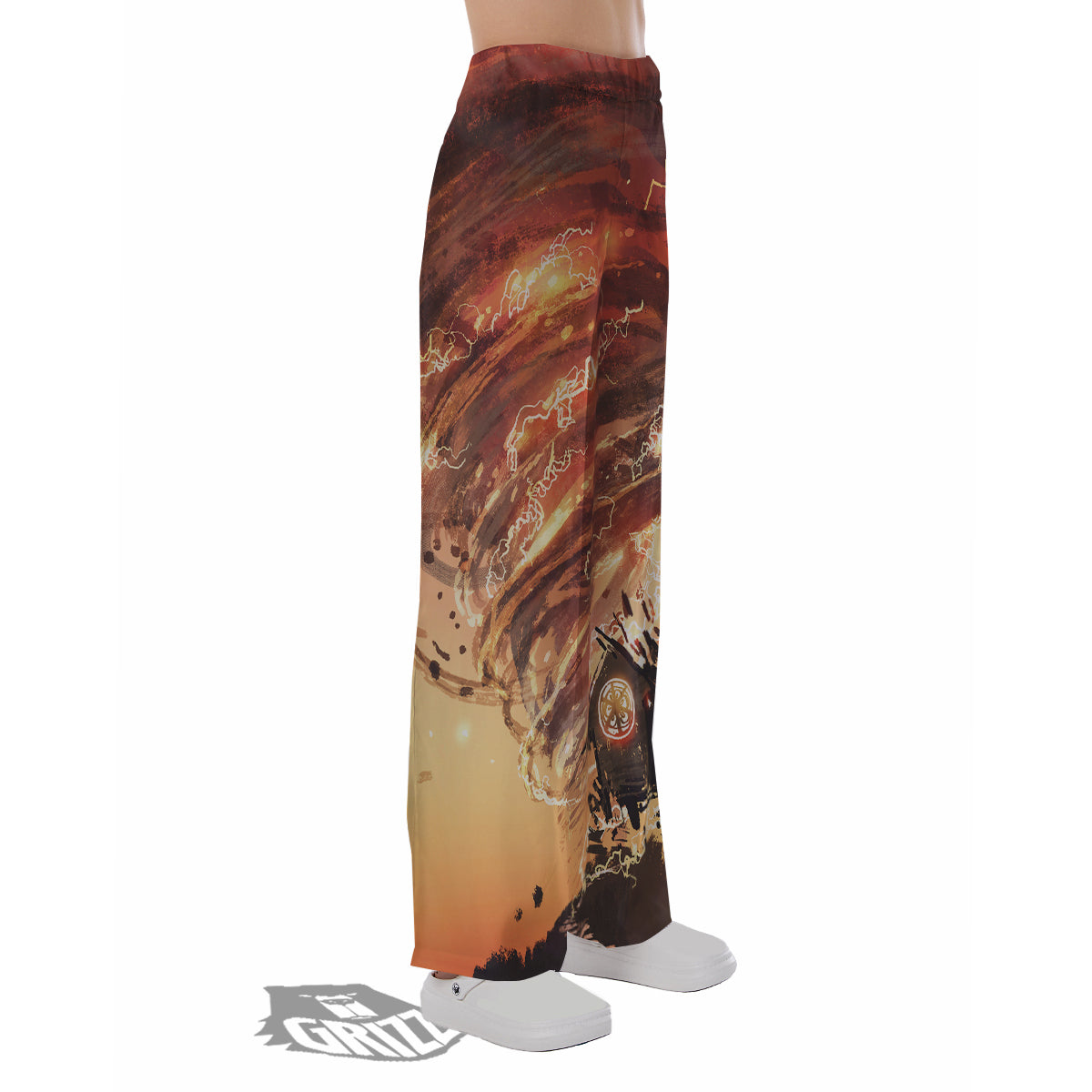 Tornado Destroy Watercolor Print Pajama Pants-grizzshop