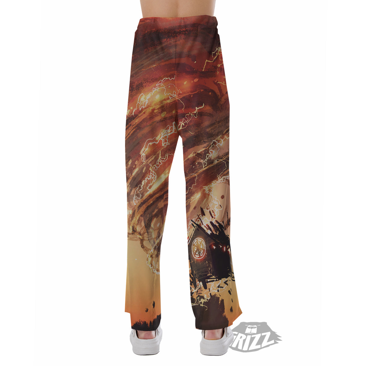 Tornado Destroy Watercolor Print Pajama Pants-grizzshop